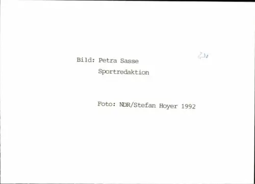 Autogrammkarte Moderatorin Petra Sasse, Portrait, Autogramm