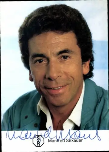 Autogrammkarte Moderator Manfred Sexauer, Portrait, Autogramm