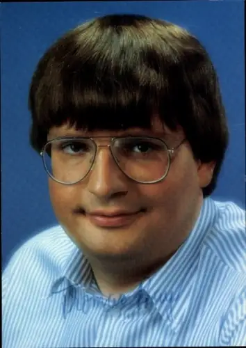 Autogrammkarte Moderator Thomas Bayer, Portrait, Autogramm