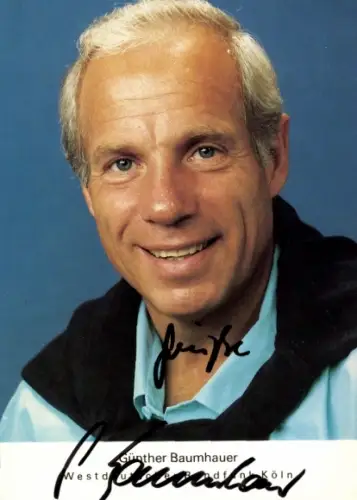 Autogrammkarte Moderator Günther Baumhauer, Portrait, Autogramm