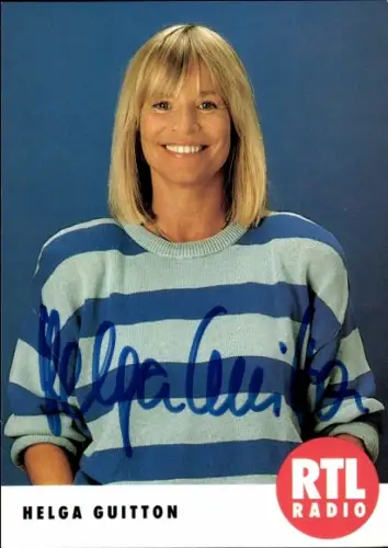 Autogrammkarte Moderatorin Helga Guitton, Portrait, Autogramm