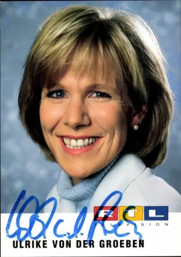 Autogrammkarte Moderatorin Ulrike von der Groeben, Portrait, Autogramm