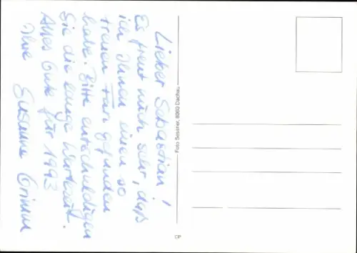 Autogrammkarte Moderatorin Susanne Grimm, Portrait, Autogramm