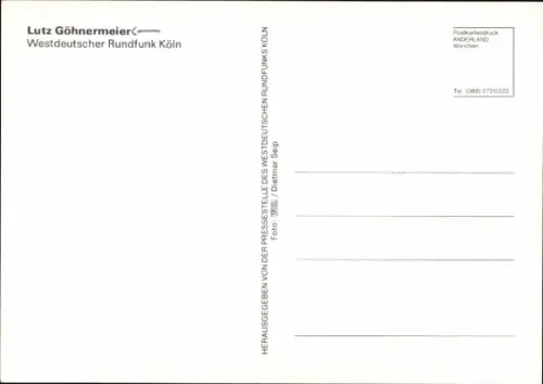 Autogrammkarte Moderator Lutz Göhnermeier, Portrait, Autogramm