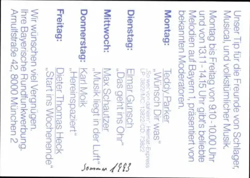 Autogrammkarte Moderator Max Schautzer, Portrait, Autogramm