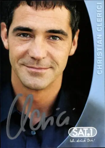 Autogrammkarte Moderator Christian Clerici, Portrait, Autogramm