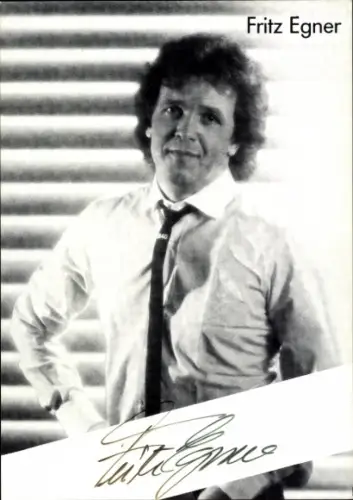 Autogrammkarte Moderator Fritz Egner, Portrait, Autogramm