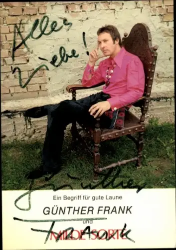 Autogrammkarte Moderator Günther Frank, Portrait, Autogramm