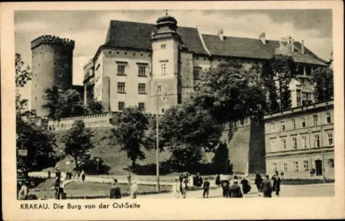 Ak Kraków Krakau Polen, Die Burg von der Ostseite, Wawel