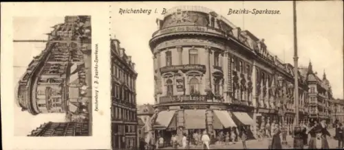 Klapp Ak Liberec Reichenberg in Böhmen, Bezirks-Sparkasse