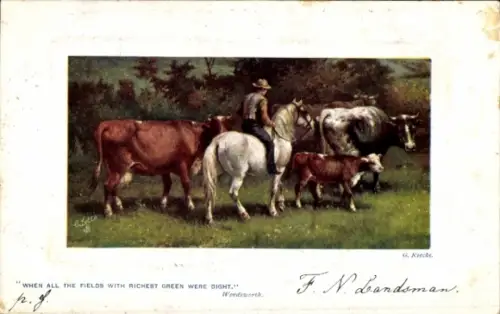 Künstler Ak Riecke, G., Kühe