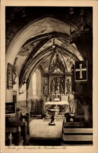Ak Crossen Zwickau in Sachsen, Innenansicht der Kirche, historische Architektur, Altarschmuck,...
