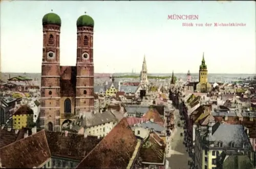 Ak München,  Blick von der Michaelskirche, Frauenkirche