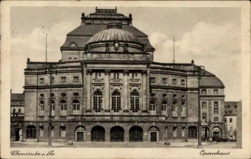 Ak Chemnitz in Sachsen,  Opernhaus, schwarz-weiß,  