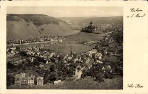 Ak Cochem an der Mosel, Landschaft mit Weinbergen, Mosel,  Burg, Niko Haas