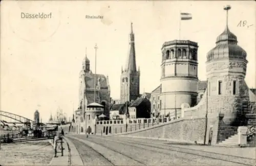 Ak Düsseldorf am Rhein,  Rheinufer