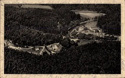 Ak Wendefurt Wendefurth Thale im Harz, Luftkurort  Bodetal (Harz), Fliegeraufnahme, Waldlandschaf