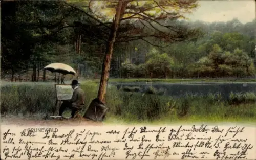 Ak Berlin Wilmersdorf Grunewald, Maler, See