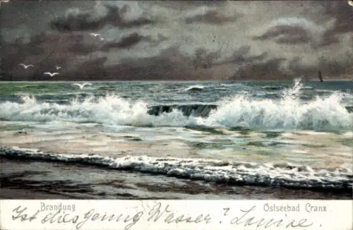 Ak Selenogradsk Ostseebad Cranz Ostpreußen, Brandung,  Wellen, Vögel, Meer