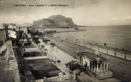 Ak Palermo Sizilien Sicilia Italien,  Foro Umberto I°, Monte Pellegrino, Küstenansicht