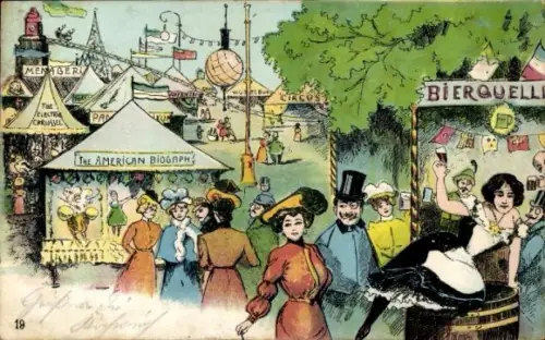 Ak Feiernde Menschen, Stände, Vergnügungspark