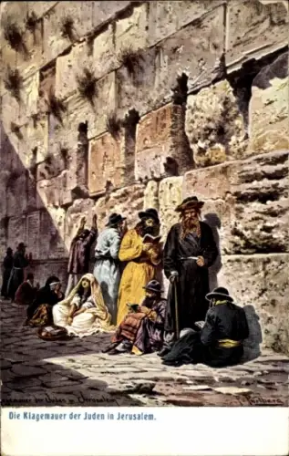 Judaika Künstler Ak Perlberg, F., Jerusalem Israel, Klagemauer