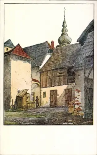 Künstler Ak Kasberger, Wels in Oberösterreich, Alter Hof in der Pfarrgasse