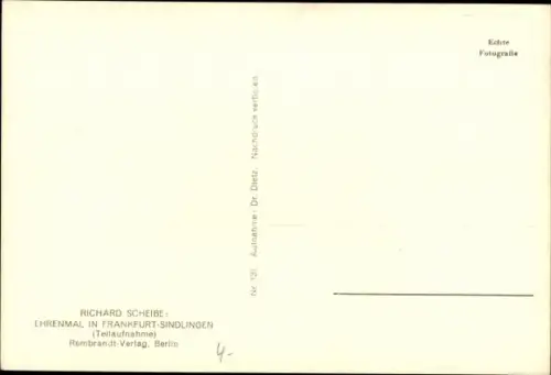 Ak Plastik von Richard Scheibe, Ehrenmal in Frankfurt Sindlingen, Teilaufnahme