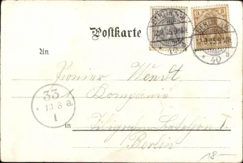 Ak Berlin Mitte, 3. Garde Feld Artillerie Regiment, Gruß aus der Kaserne, Uniform Schulterklappe