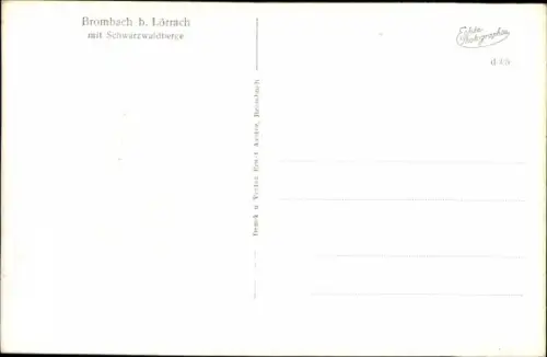 Ak Brombach Lörrach in Baden Württemberg, Gesamtansicht
