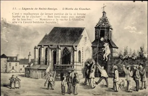 Ak Saint Saulge Nièvre, Legende de St. Saulge, L'Herbe du Clocher