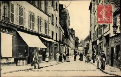Ak Paris XX, Rue Pixericourt, celebre auteur dramatique