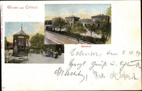 Ak Colmar Kolmar Elsass Haut Rhin, Bahnhof