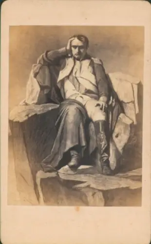 CdV Napoleon Bonaparte auf St. Helena, Gemälde von Delaroche