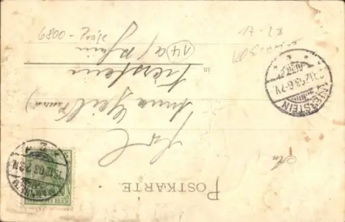 Präge Passepartout Ak Mannheim, Vater Rhein, Wasserturm mit Fontaine