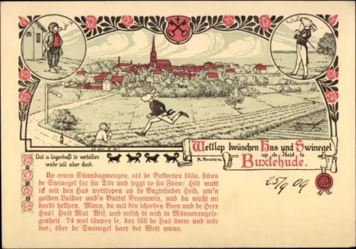 Ak Buxtehude in Niedersachsen, Ortsansicht, Hase, Igel