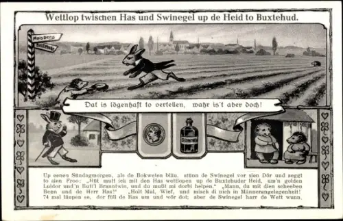 Ak Buxtehude in Niedersachsen, Igel und Hase, Geschichte, Grimm Märchen
