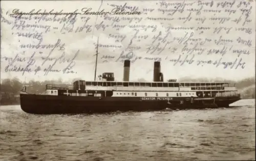 Ak Doppelschraubendampfer Senator Petersen, HADAG
