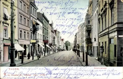 Ak Toruń Thorn Westpreußen, Brückenstraße, Geschäfte