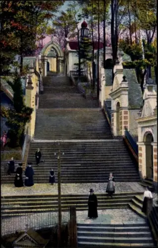 Ak Wambierzyce Albendorf Schlesien, Partie am Calvarienberg, Treppe