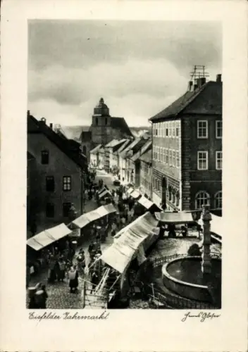 Ak Eisfeld in Thüringen, Partie am Jahrmarkt, Gasthaus zum goldenen Stern
