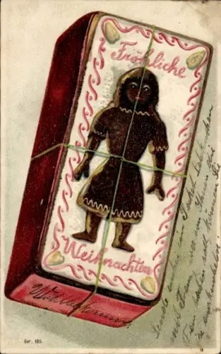 Präge Ak Frohe Weihnachten, Keksdose