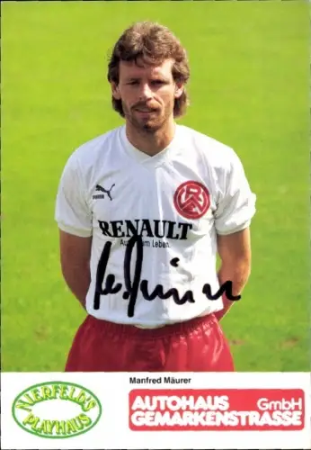 Autogrammkarte Fußballer Manfred Mäurer, Rot Weiss Essen, Autogramm