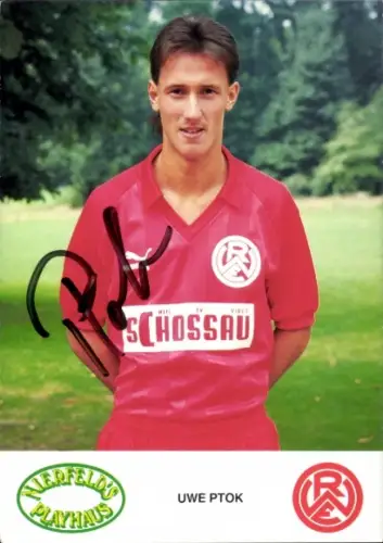 Autogrammkarte Fußballer Uwe Ptok, Rot Weiss Essen, Autogramm