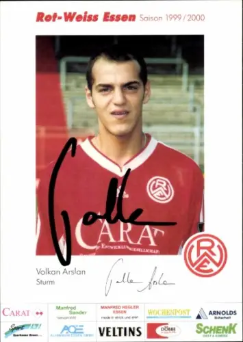 Autogrammkarte Fußballer Volkan Arslan, Rot Weiss Essen, Autogramm
