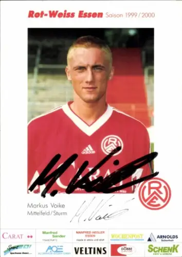 Autogrammkarte Fußballer Markus Voike, Rot Weiss Essen, Autogramm