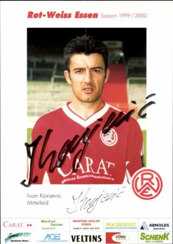 Autogrammkarte Fußballer Ivan Konjevic, Rot Weiss Essen, Autogramm
