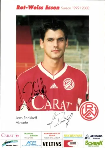 Autogrammkarte Fußballer Jens Renkhoff, Rot Weiss Essen, Autogramm