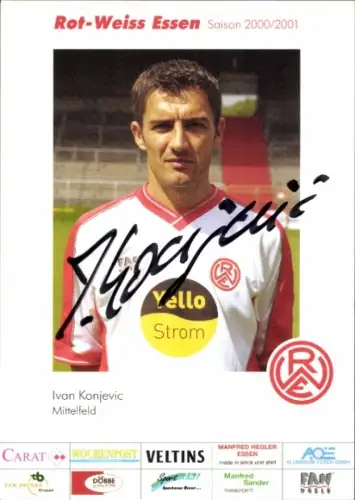 Autogrammkarte Fußballer Ivan Konjevic, Rot Weiss Essen, Autogramm