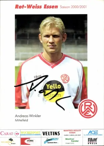 Autogrammkarte Fußballer Andreas Winkler, Rot Weiss Essen, Autogramm